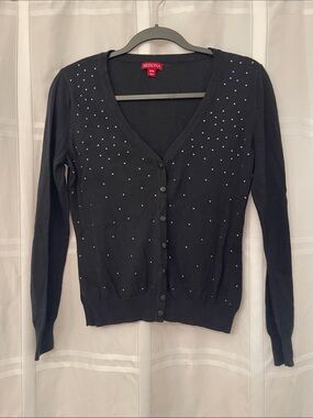 Merona Black V-Neck Studded Button-Front Cardigan